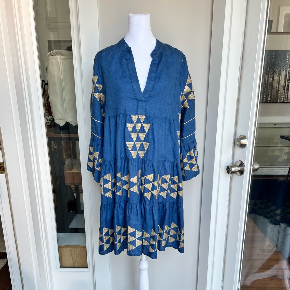 Greek Archaic Kori Dress in Blue